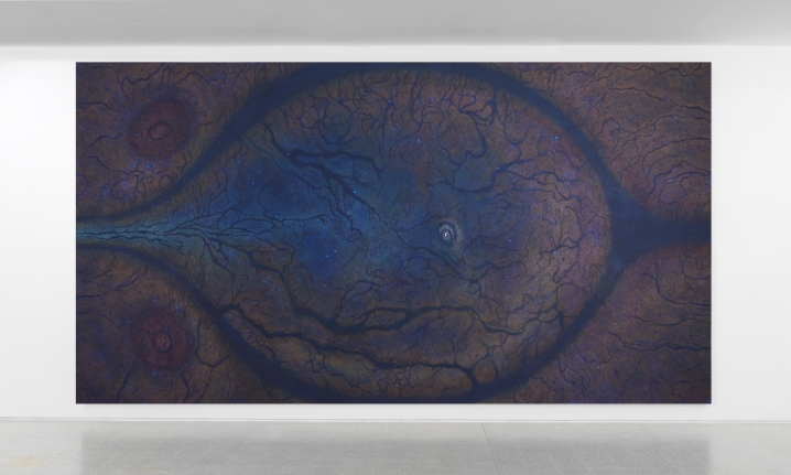 Luisa Rabbia "Birth", 2017, colored pencil, acrylic and fingerprints on canvas,