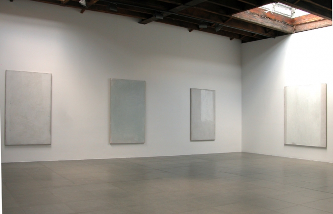 Installation view of Paintings, John Zurier; Jason Fox; Richard Allen Morris, 2010 at Peter Blum Chelsea.