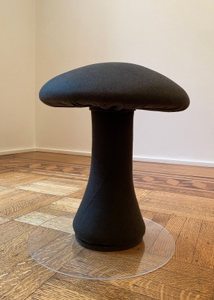 Cosima von Bonin, "Mushroom", felt sculpture with plexiglass base, 18 x 15 x 15 inches (46 x 38 x 38 cm).