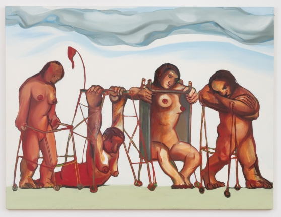 Nicole Eisenman "Support Systems for Women I-IV", 1998 Oil on board 43 x 56 inches