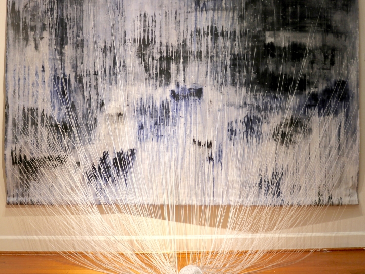 KATE FITZPATRICK Unmoored 2018, acrylic paint, cotton thread on canvas, 6 x 9 feet