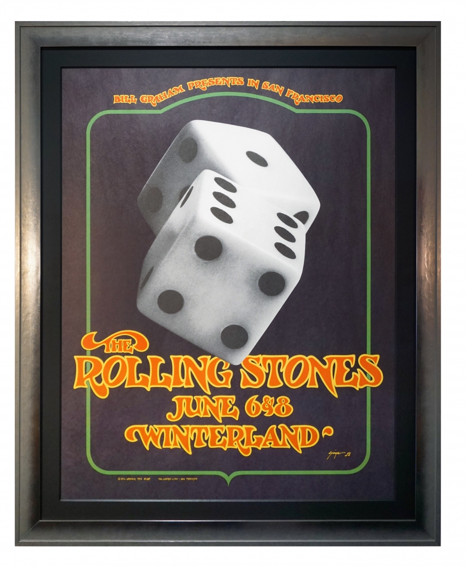 BG-289 Rolling Stones poster 1972 by David Singer. Concert poster from Winterland, San Francisco June 6,8 1972