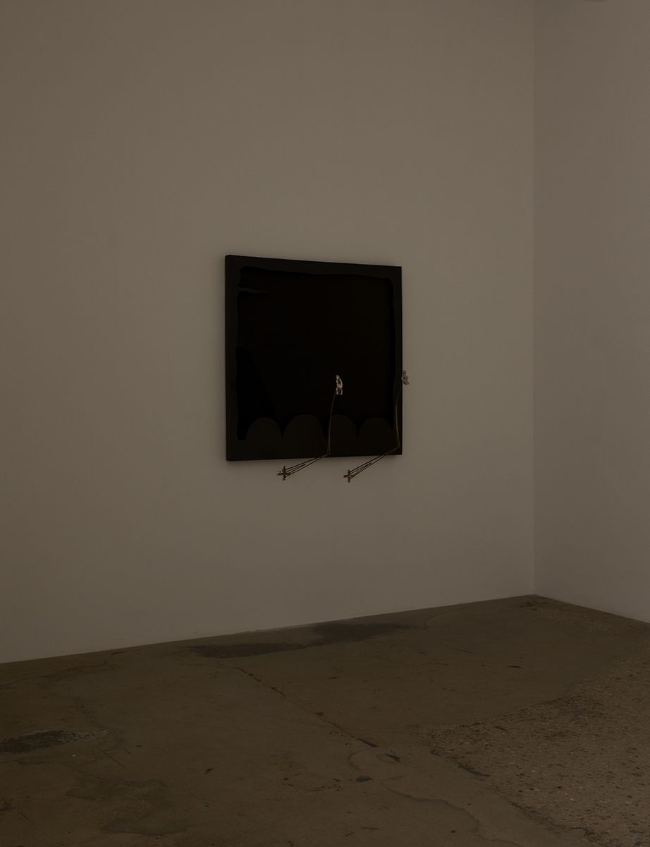 Gedi Sibony, Held By Hands, 2012, Acrylic paint, canvas, foam core, brass, plaster, 51 1/8 x 51 1/8 inches