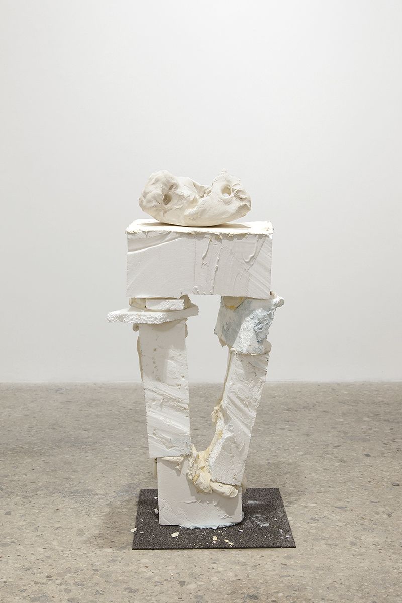 Gelatin New York Golem, 2017 Styrofoam, plaster, carpet, glazed ceramic 45 3/8 x 23 3/8 x 19 5/8 inches (115 x 59 x 50 cm)