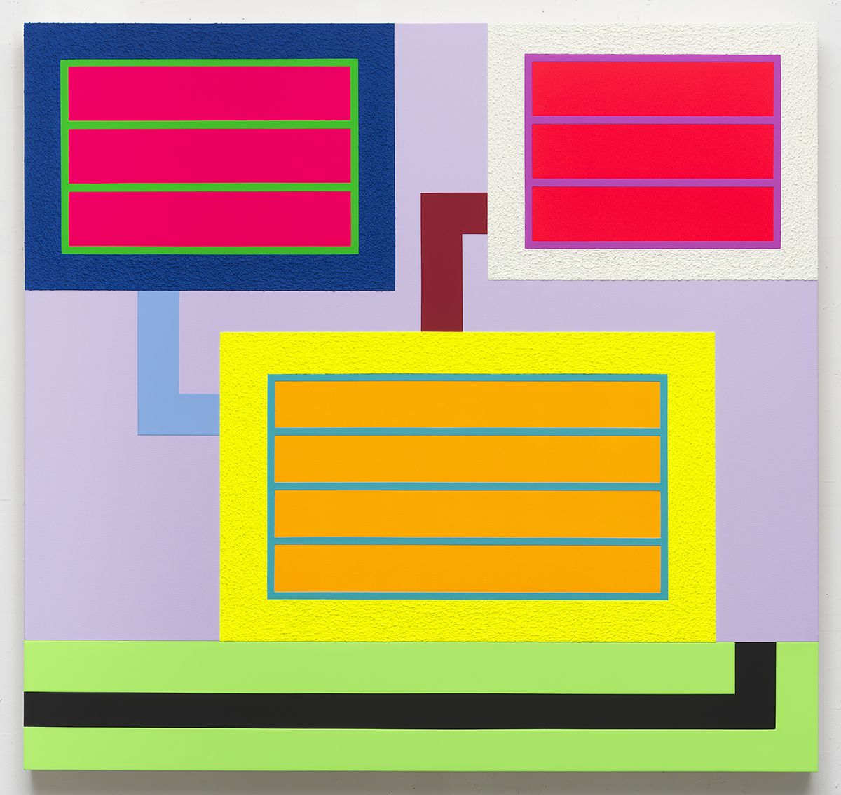 Peter Halley, The Line, 2017 Acrylic, fluorescent acrylic, Flashe and Roll-A-Tex on canvas 72 1/2 x 77 inches (184.2 x 195.6 cm)
