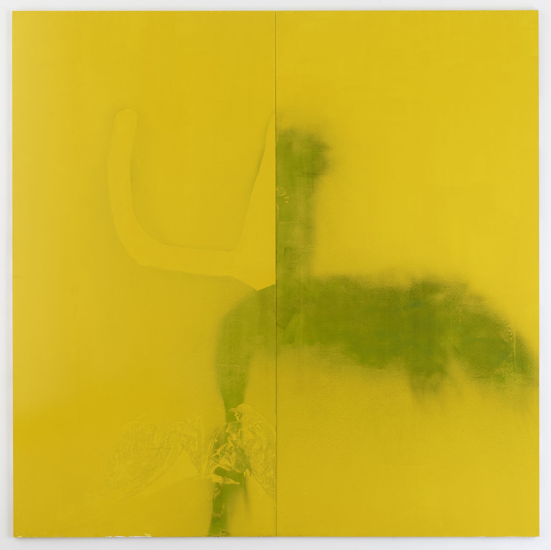 Albert Oehlen, Untitled, 2019, Laquer and oil on alubond, 102 3/8 x 102 3/8 inches (260 x 260 cm), 2 Parts, each: 102 3/8 x 51 1/5 inches (260 x 130 cm)