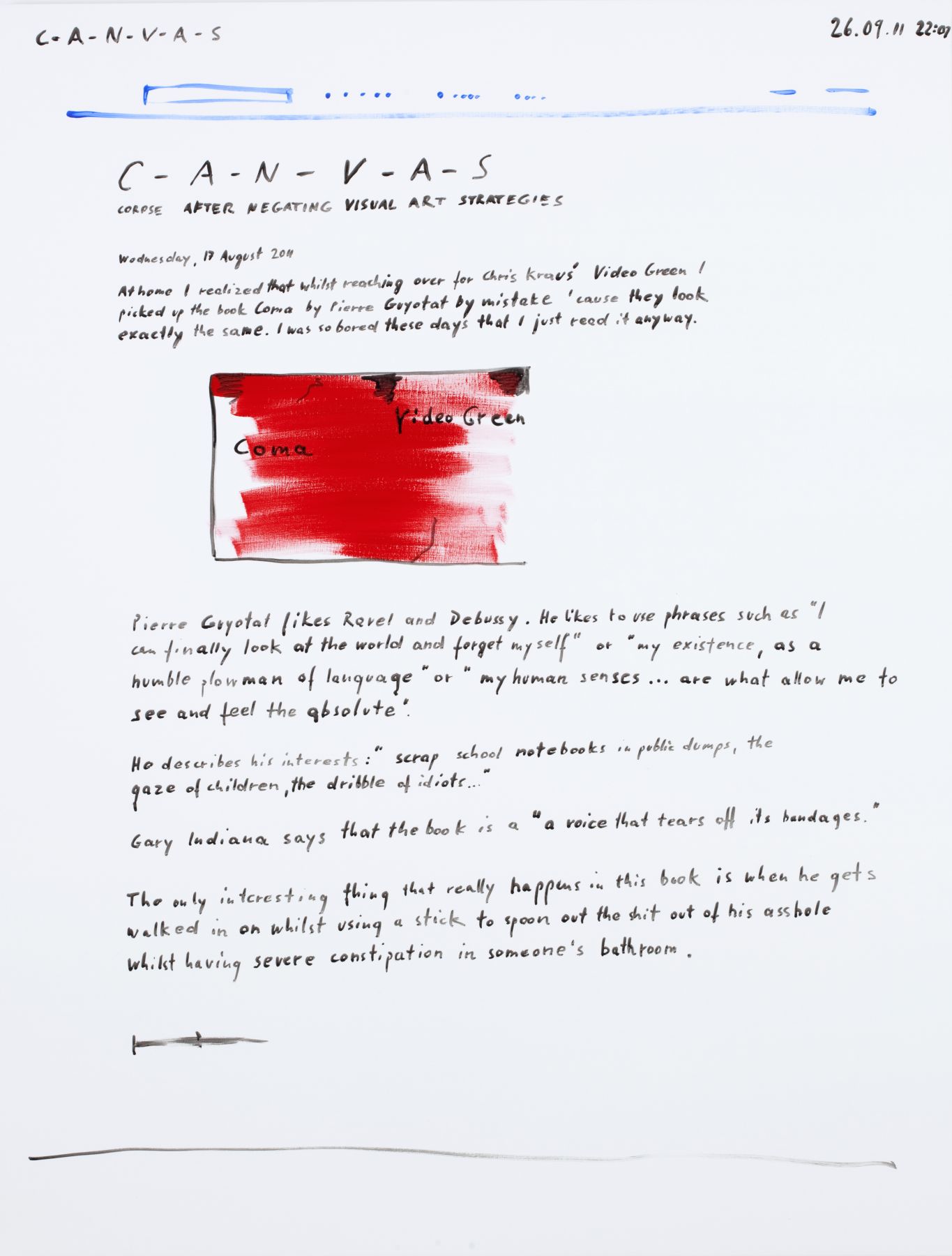 Michael Krebber C-A-N-V-A-S Painting 7, 2011 Acrylic on linen 55 x 42 inches (139.7 x 106.7 cm)