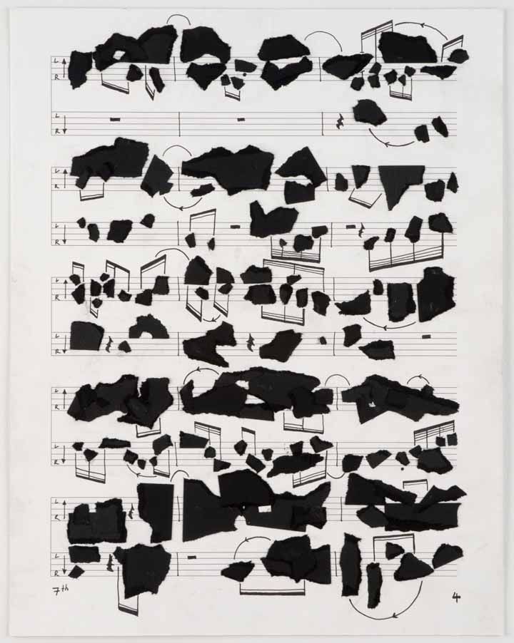 Page 4 of the Score of 7th Light, 2007, Ink, collage on paper