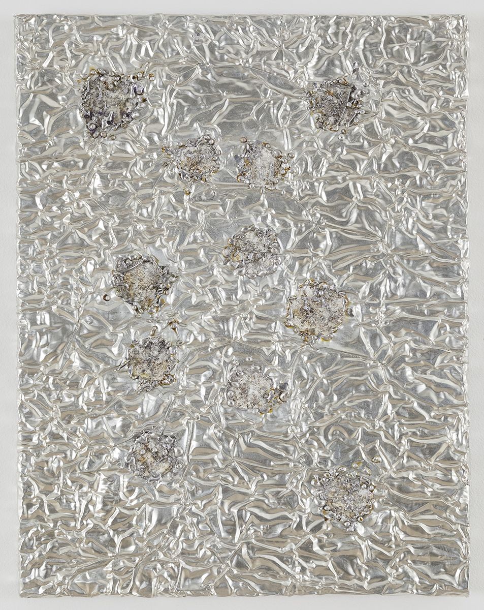 Josef Strau Depression, 2018 Tin plate, tin wire, acrylic, ballpoint pen on canvas 18 x 14 x 1 inches (45.7 x 35.6 x 2.5 cm)
