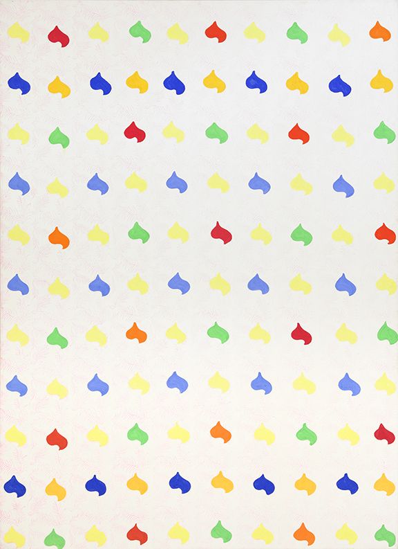 Konrad Lueg, Untitled (Herzmuster), 1965, Casein tempera on canvas, 78 3/4 x 57 inches