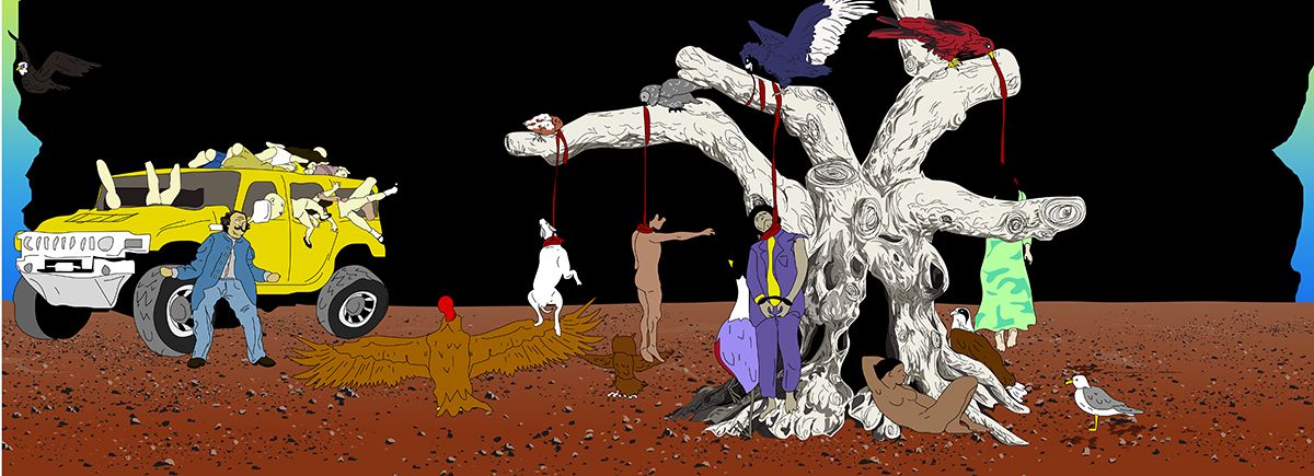 My birds... trash... the future., 2004, two channel digital projection installation