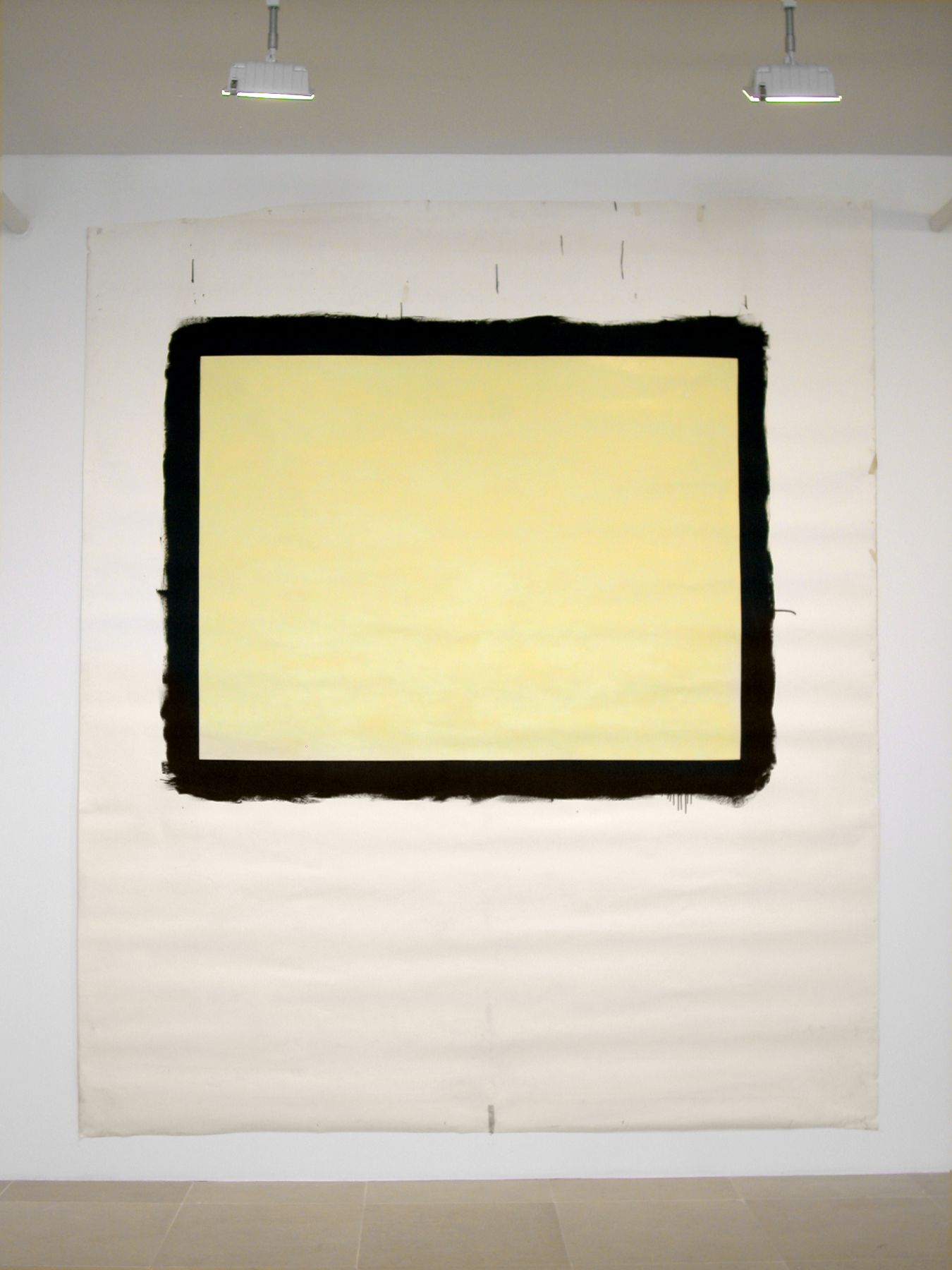 Tony Conrad Yellow Movie 2/27-28/73, 1973 Emulsion: Citron tinted low lustre enamel, Speedflex Latex Colorizer, Brooklyn Paint & Varnish Co. Base: Studio white seamless paper 122 x 106 inches