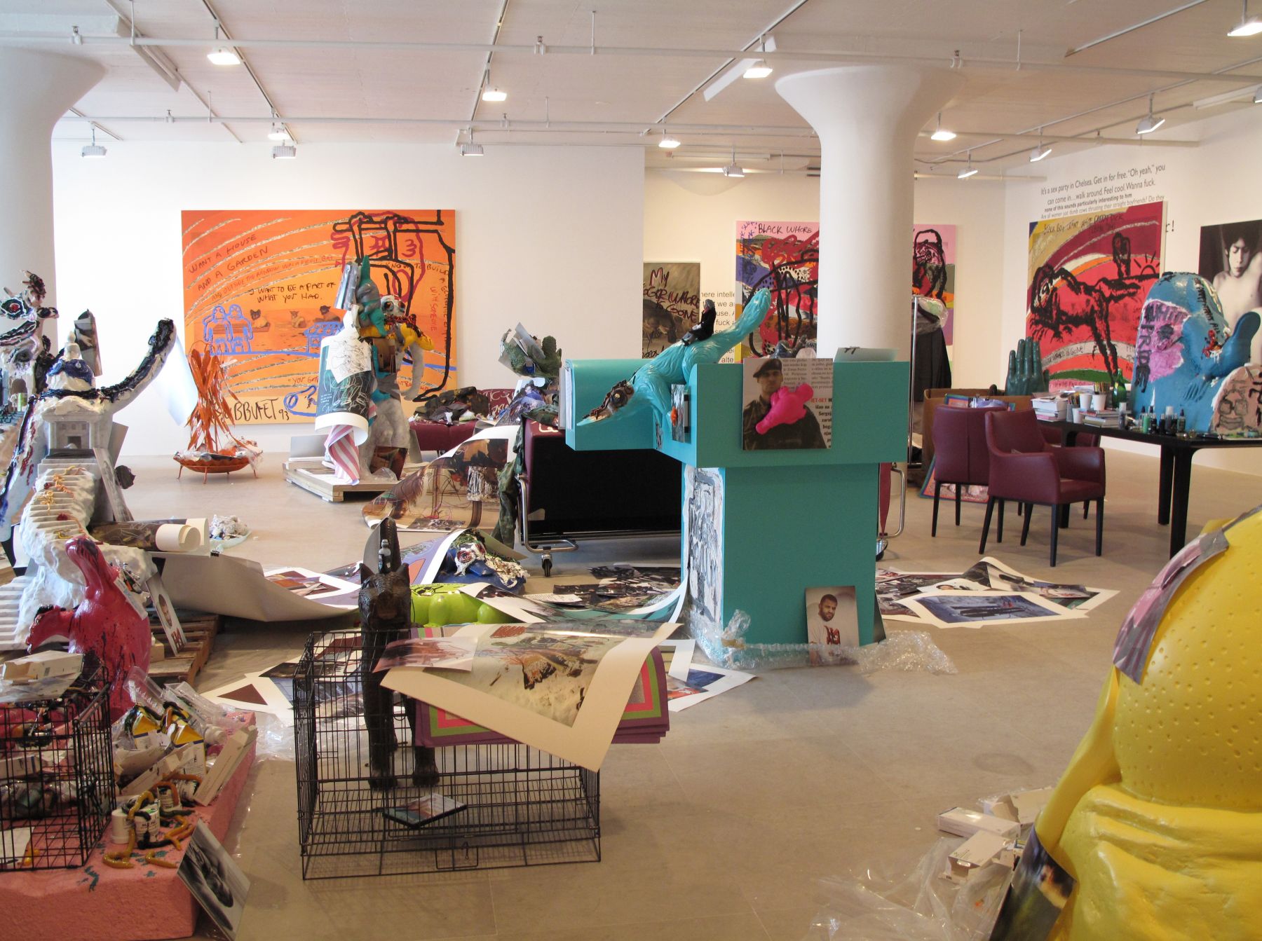 Installation view, The Synthetic Slut: A Novel by Bjarne Melgaard, Greene Naftali, New York, 2010