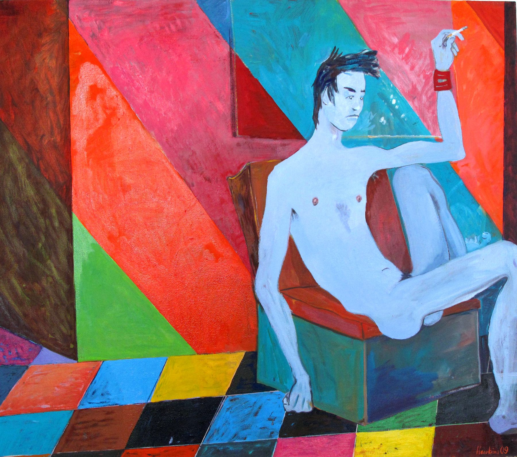 Richard Hawkins In between shows, 2009 oil on linen 37 x 42 inches (94 x 106.7 cm)