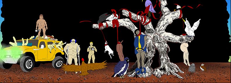My birds... trash... the future., 2004 (still), two channel digital projection installation