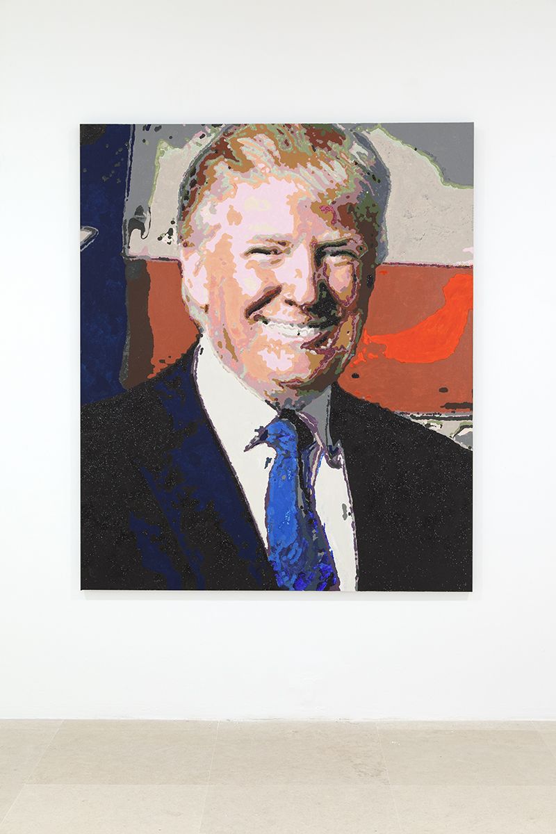 Mathieu Malouf, <Donald>, 2017, Mushroom, acrylic and glitter on canvas, 72 x 60 inches (182.9 x 152.4 cm)