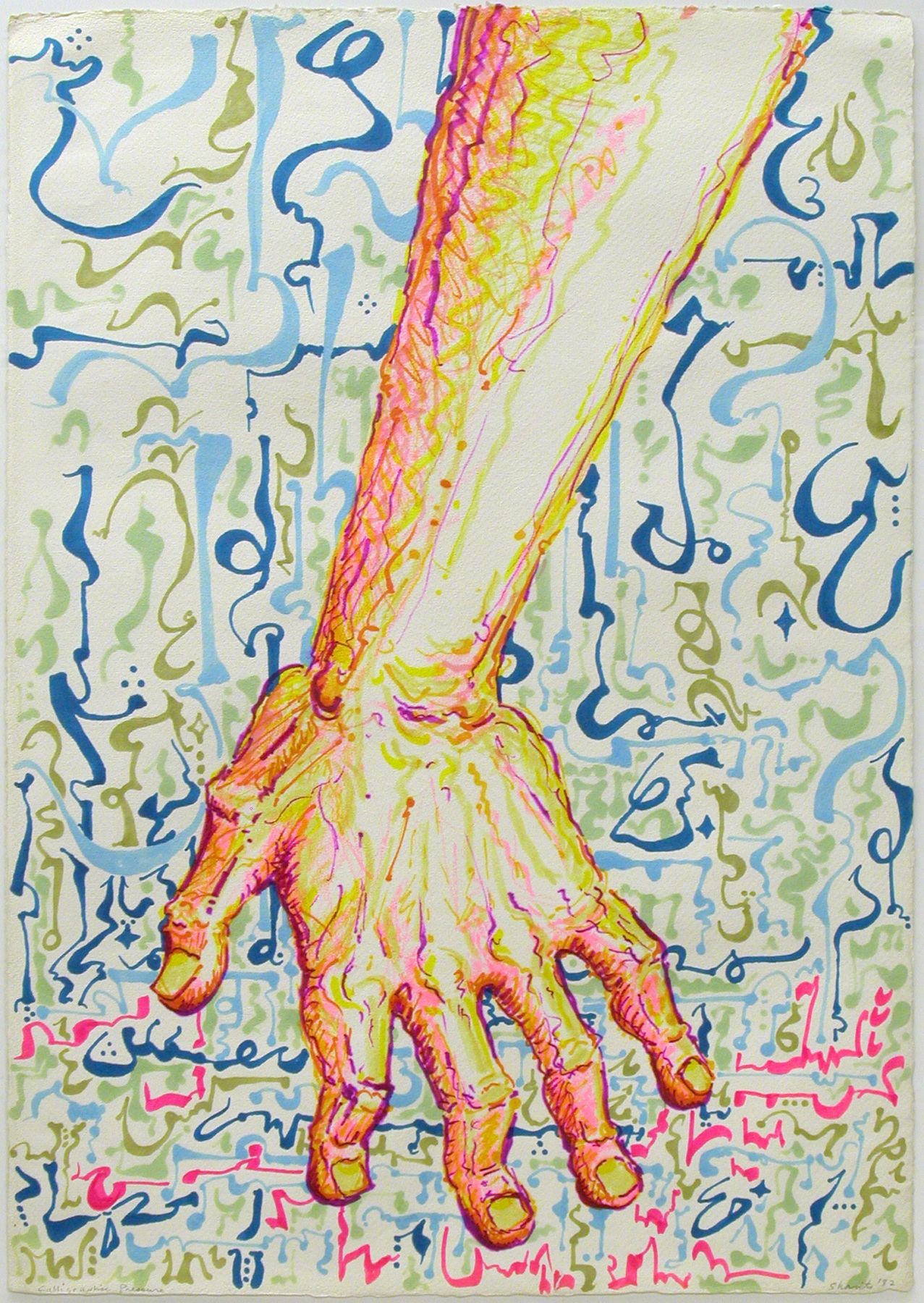 Paul Sharits, Calligraphic Presence, 1982, Marker on paper, 24 x 16 inches