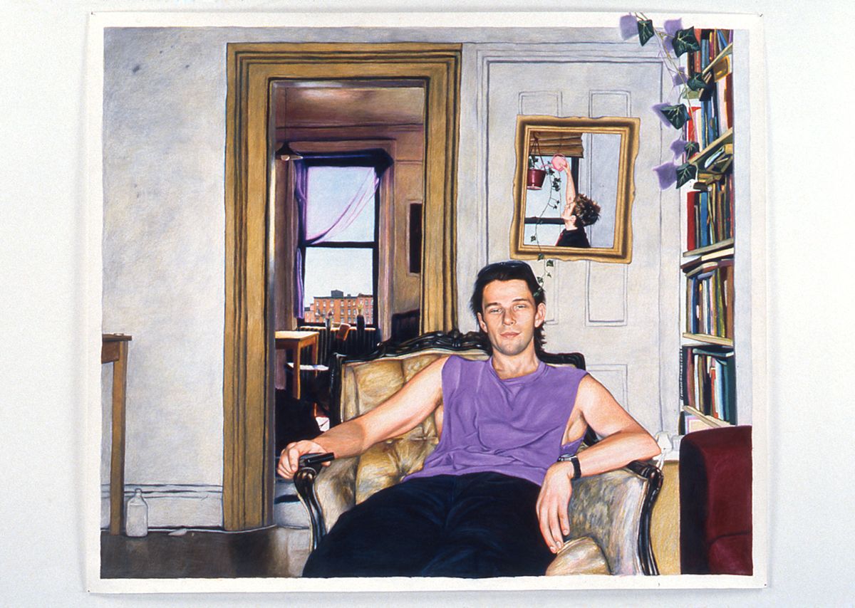 Pieter Schoolwerth, The Infinite Burgundy Line: Piece #6, 1997/98, color pencil on paper, 41 x 48 inches