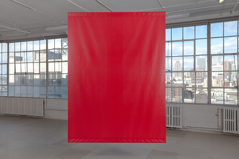 Standard Hallucination, 2009, printed canvas banner, 96 x 72 inches each, Installation view, Greene Naftali, New York, 2009