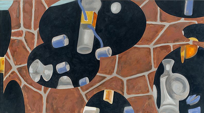 William Leavitt, Rock Junk, 2012, Acrylic on canvas, 33 x 60 inches