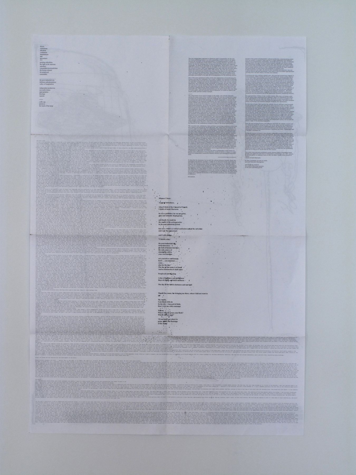 josef strau, Confession and Lamentation, 2008, inkjet print poster, 38 ½ x 26 ½ inches