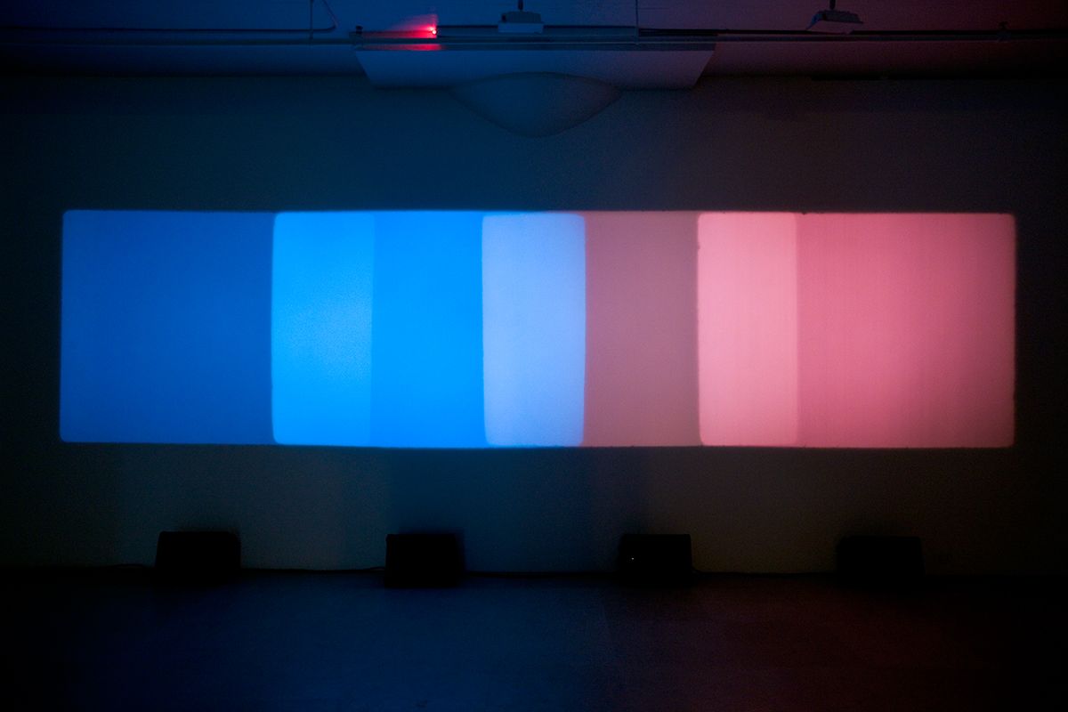 Paul Sharits, Shutter Interface, 1975, 4-screen 16mm loop projection with 4 separate soundtracks, color, Indefinite duration