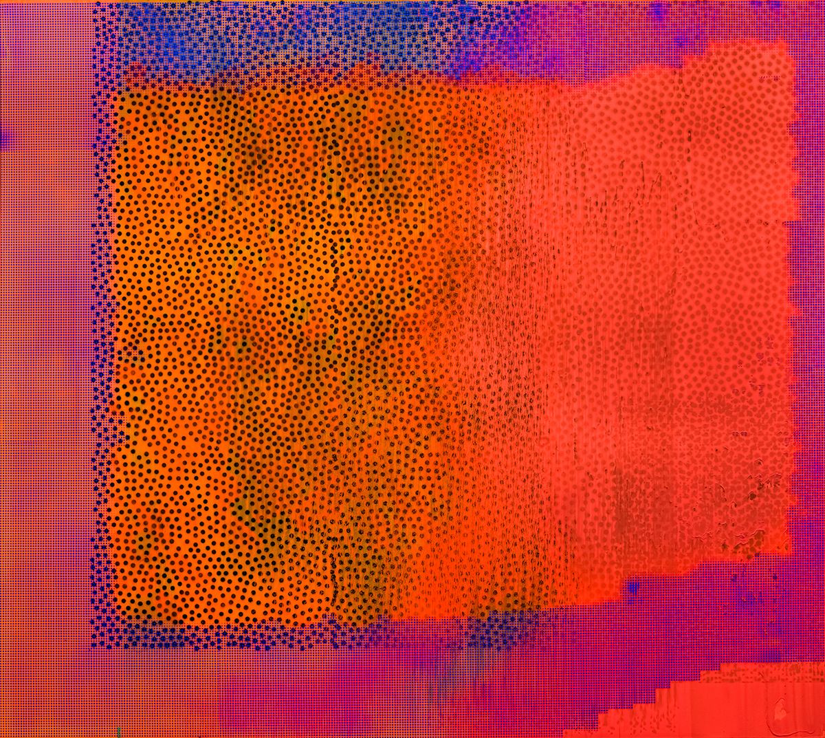 Jacqueline Humphries Untitled, 2015 Oil and enamel on linen 114 x 127 inches (289.6 x 322.6 cm)
