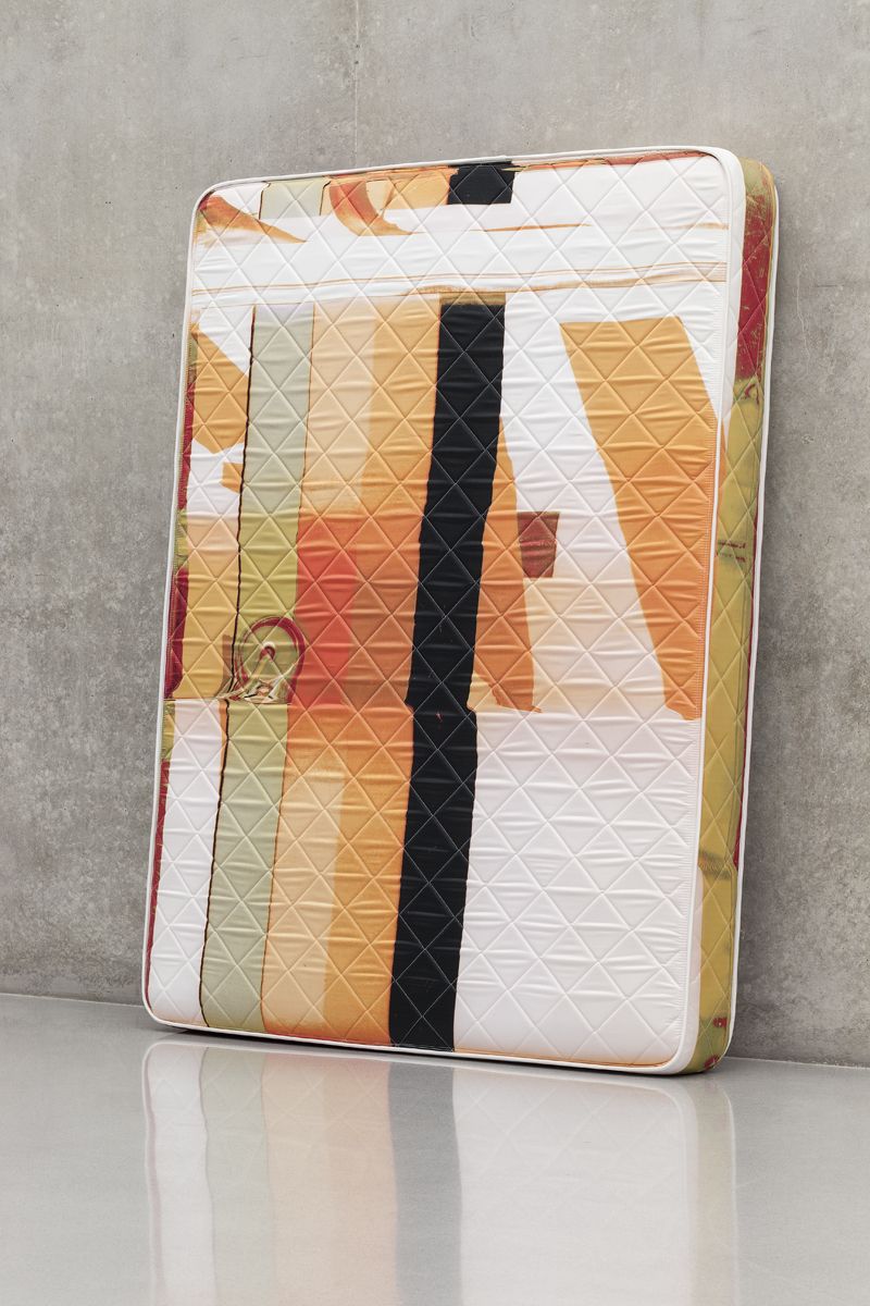 Guyton \ Walker Canstripe_Pumpkinspice_Mattress, 2013 Mattress 80 x 60 x 8 inches (203.2 x 152.4 x 20.3 cm)