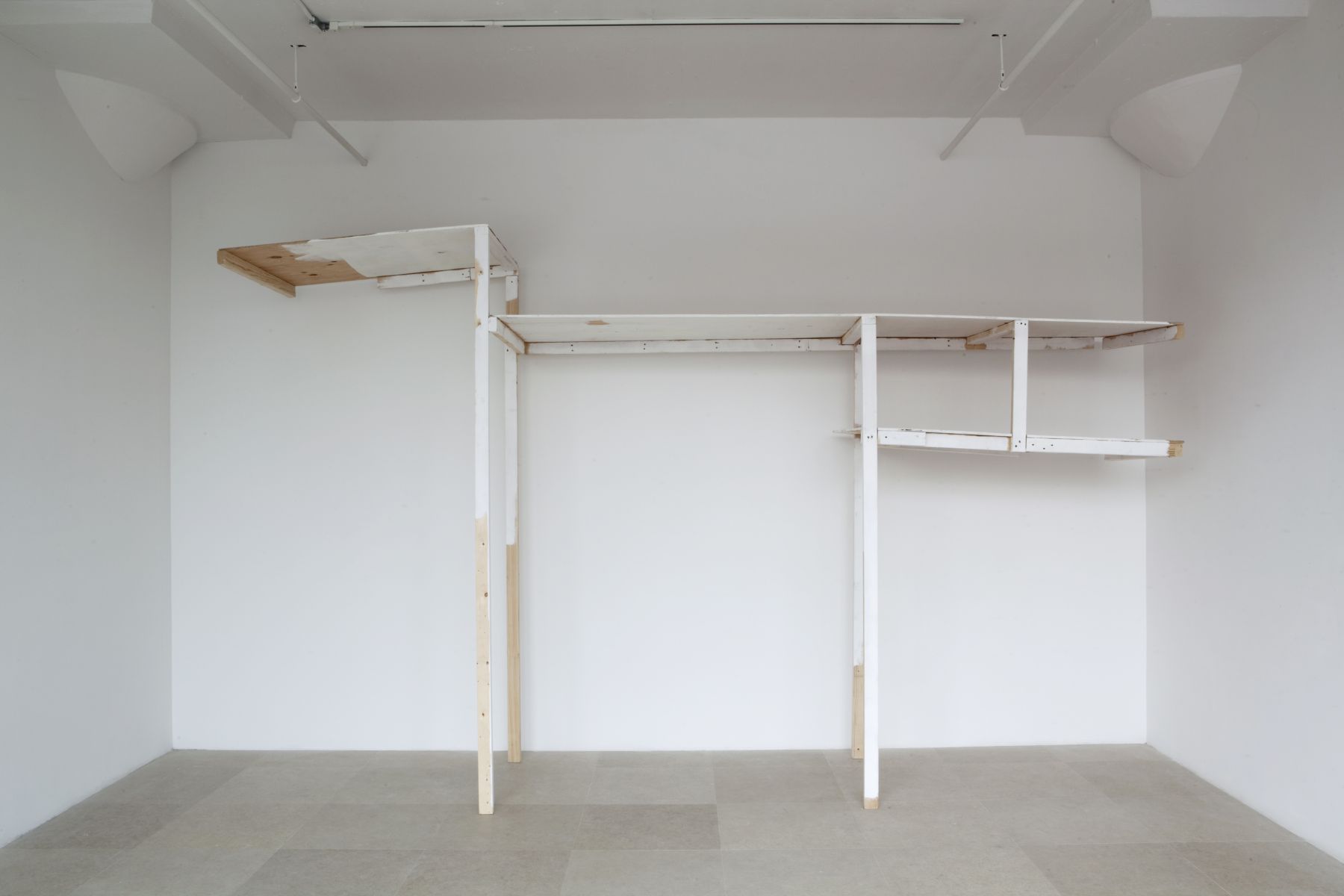 Gedi Sibony, Set Into Motion (Asleep Inside the Wall), 2010, wood, screws, paint, 106 x 176 x 36 1/2 inches