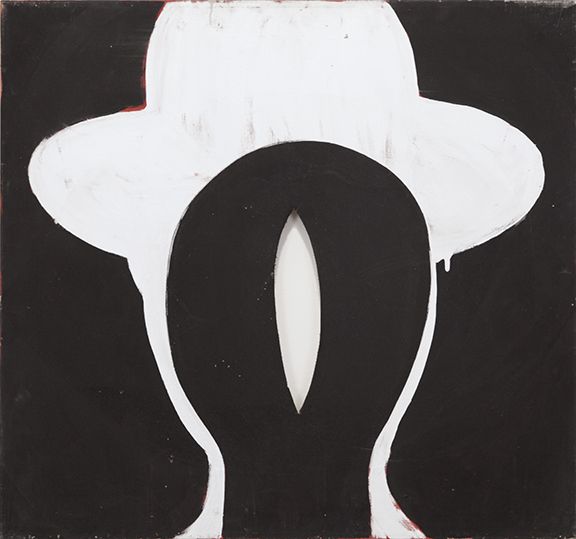 Konrad Lueg, Untitled (Kopf Mit Hut), 1963, Casein tempera on canvas, 27 1/2 x 29 1/2 inches
