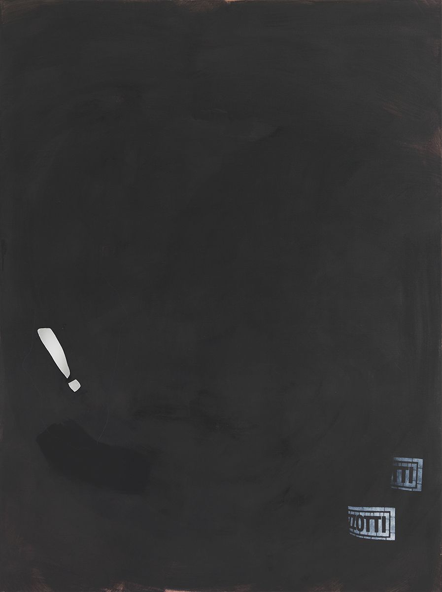 Monika Baer on hold, 2015 Acrylic, ink, mirror on canvas 70 3/4 x 53 1/4 inches (180 x 135 cm)