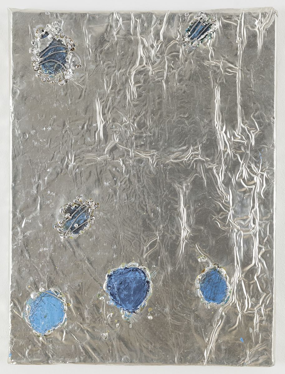 Josef Strau Transgression, 2018 Tin plate, tin wire, acrylic on canvas 16 x 12 x 1 inches (40.6 x 30.5 x 2.5 cm)