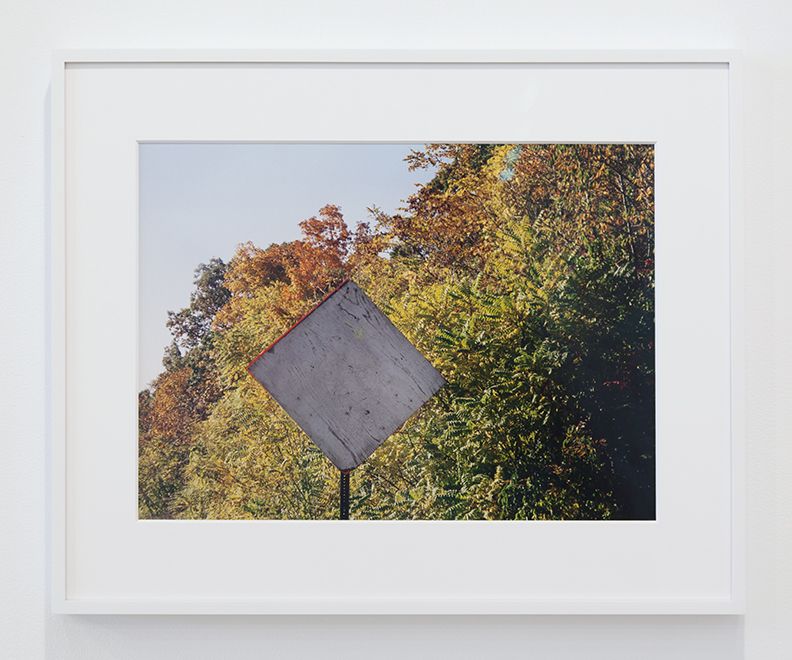 Some Dreamers of the Golden Dream, Rachel Harrison, Road Sign, 1999, Chromogenic print, 21 3/8 x 26 1/4 x 1 1/2 inches, Edition of 5