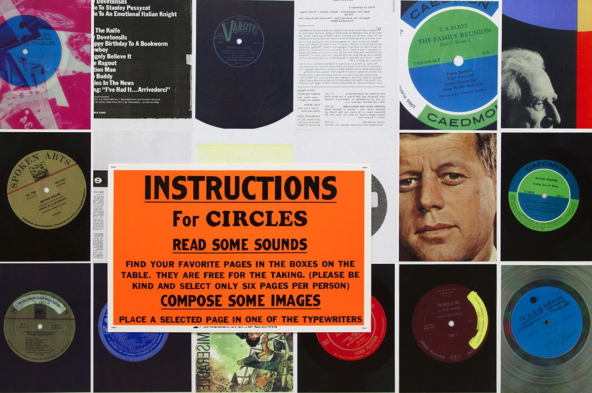 CIRCLES: Allan Kaprow's words, 1962, By Allen Ruppersberg, 2008 (detail)