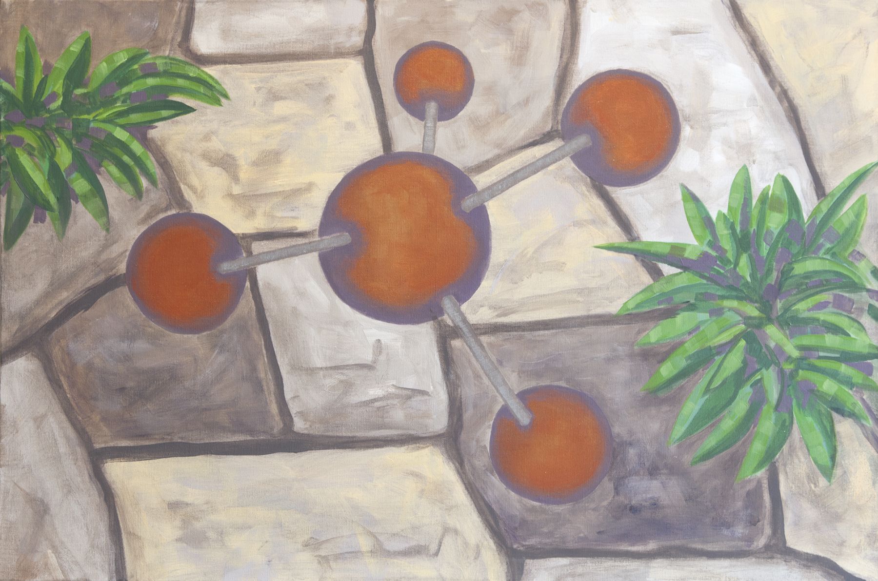 Fieldstone with Molecule, 2011, Oil on canvas