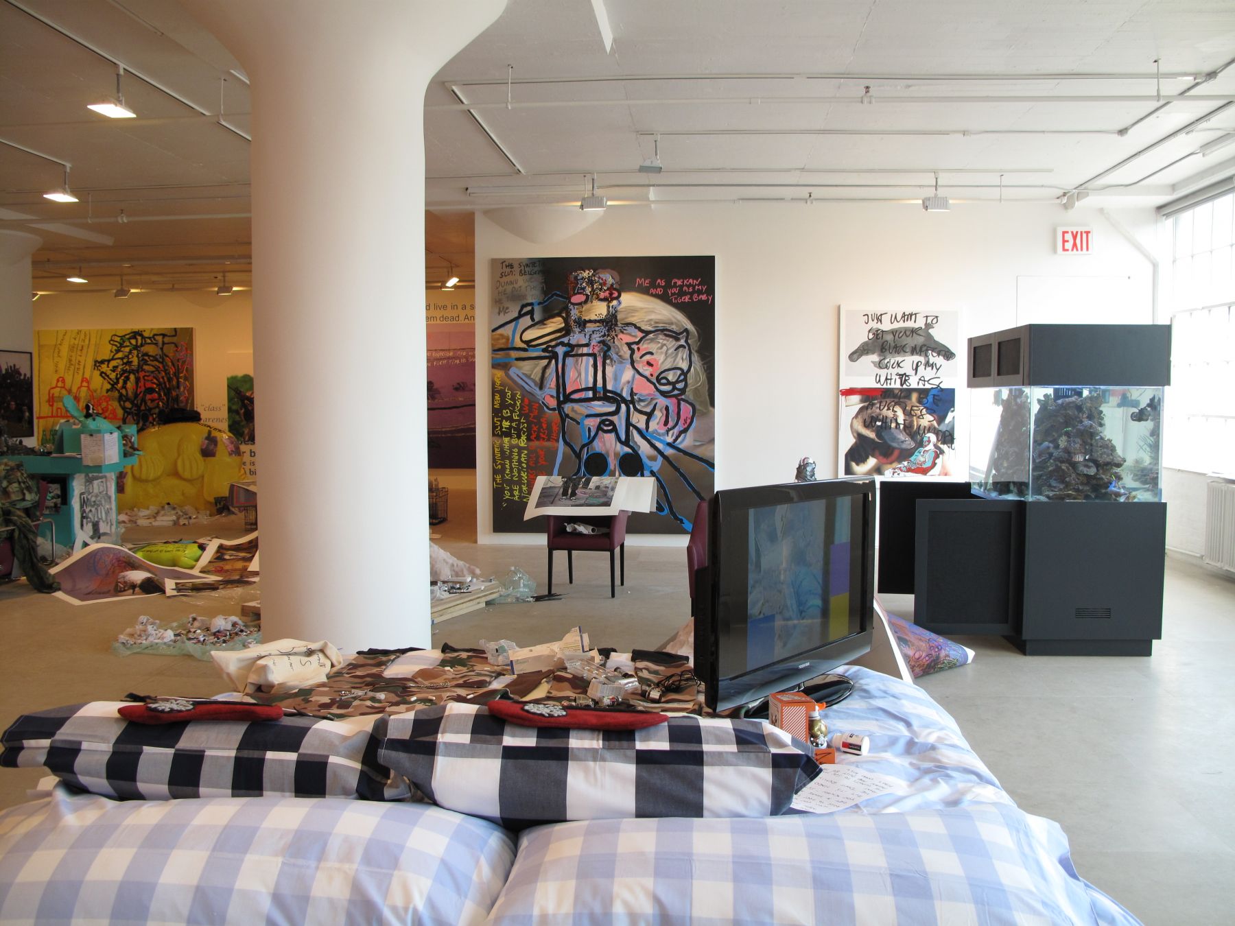 Installation view, The Synthetic Slut: A Novel by Bjarne Melgaard, Greene Naftali, New York, 2010