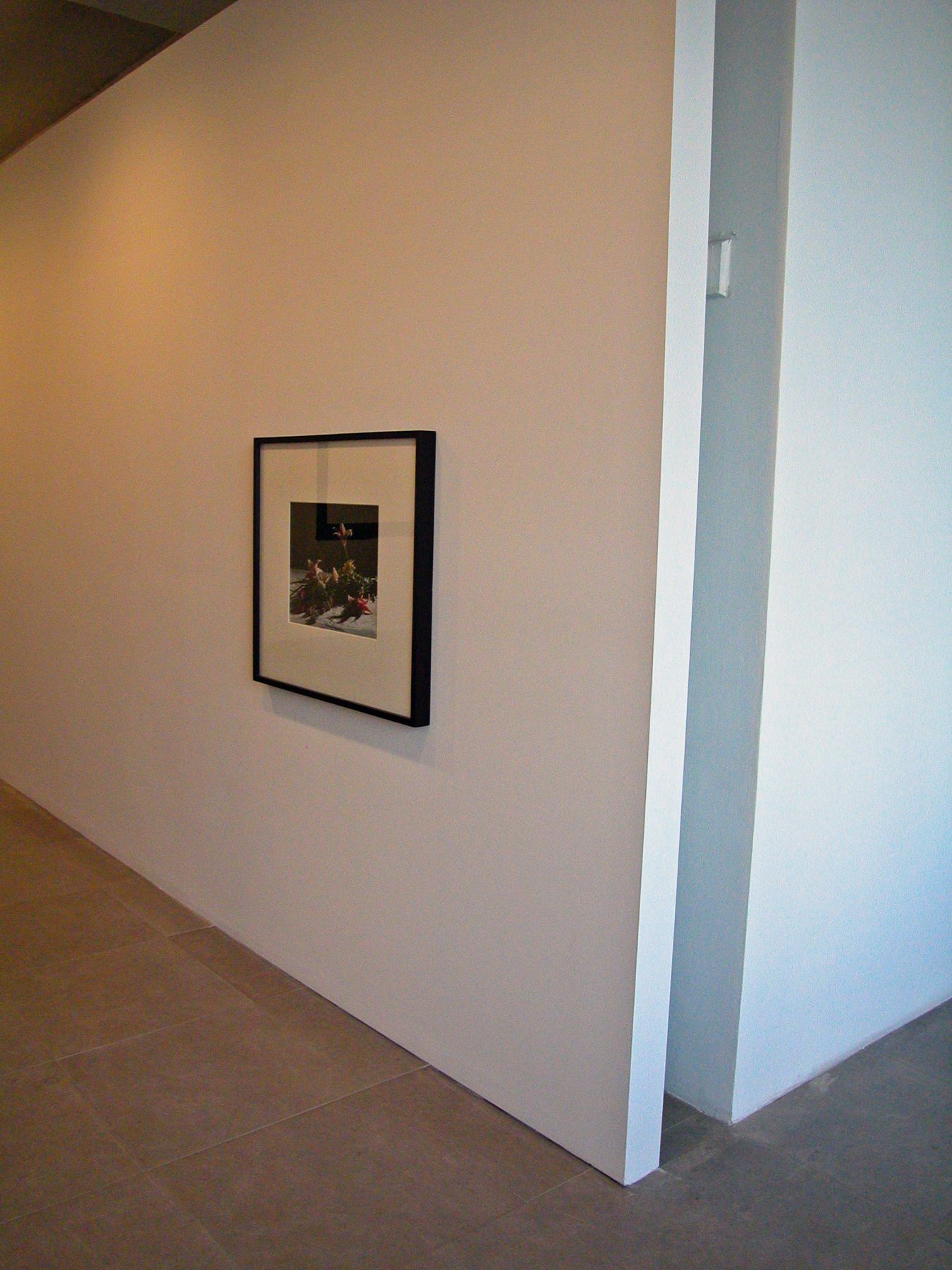 Christopher Williams, Bouquet, for Bas Jan Ader and Christopher D’Arcangelo, 1991, Archival corrugated board, archival photocorners, compound, 4-ply conservamat, 8-ply conservamat, drywall, dye transfer print, glass, lacquer-based finish, linen tape, nails, Northern maple, plastic set back strips, primer, screws, seaming tape, paint and wood, Print: 16 x 20 inches, Wall: 120 x 180 x 6 ¾ inches