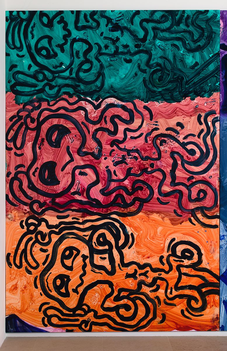 Ida Ekblad, Untitled, 2014, Oil on linen, 118 1/8 x 78 3/4 inches