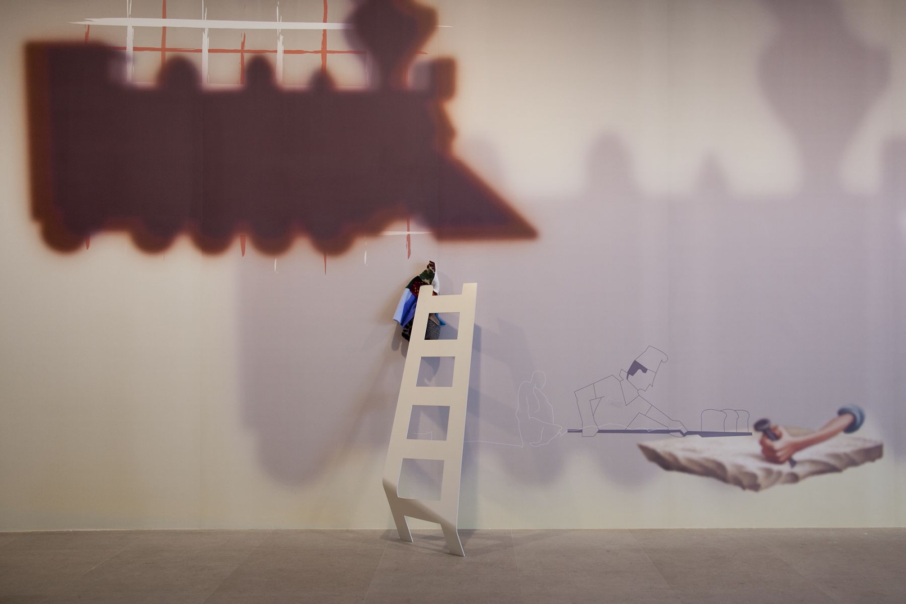 Helen Marten, Some Civic Shades (Highball Hi Rise), 2011, Digitally printed wallpaper from vector drawing, Dimensions variable, Installation view, Greene Naftali, 2011