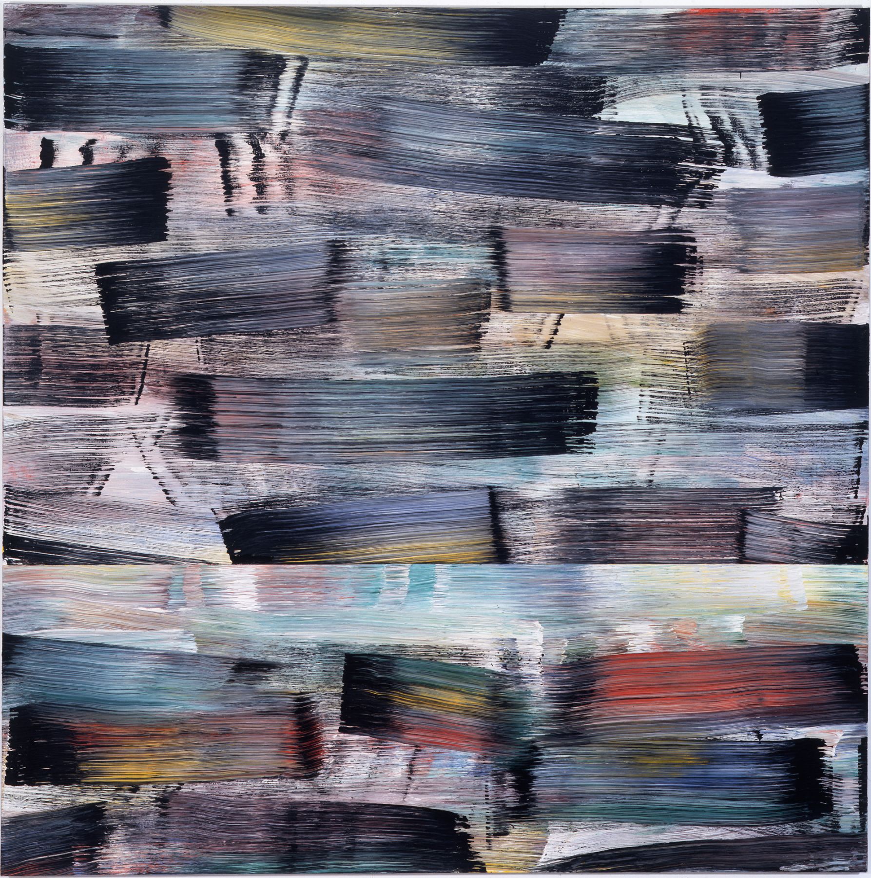 Jacqueline Humphries, Hor. #4, 1997, Oil on linen, 90 x 90 inches