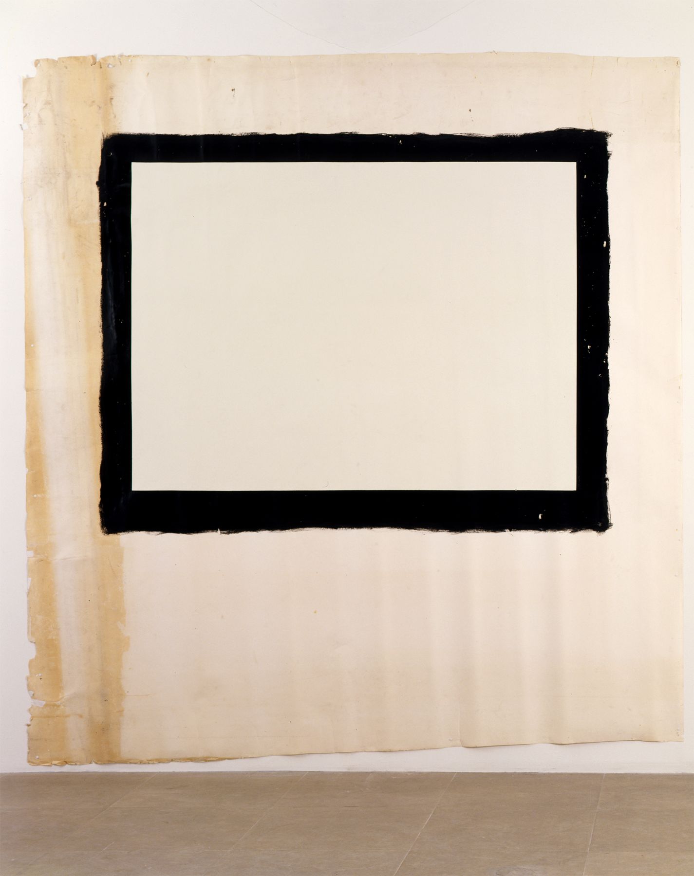 Tony Conrad Yellow Movie 2/10/73, 1973 Emulsion: Gull white flat interior latex, Magicolor No. 3011-11 Base: Studio white seamless paper 120 x 107 inches 304.8 x 271.8 cm