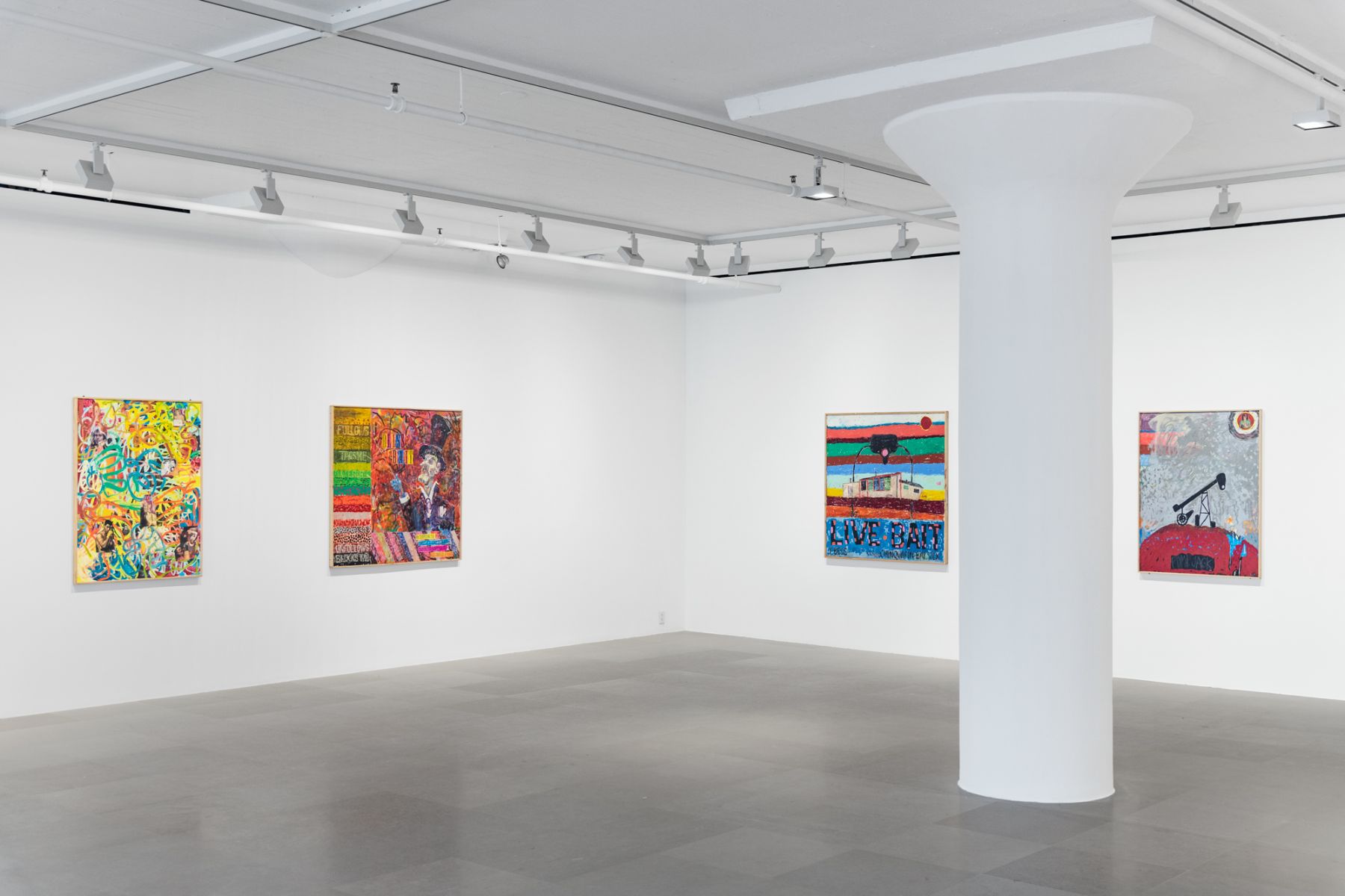 Richard Hawkins, Installation view, Bait Paintings, Greene Naftali, New York, 2019