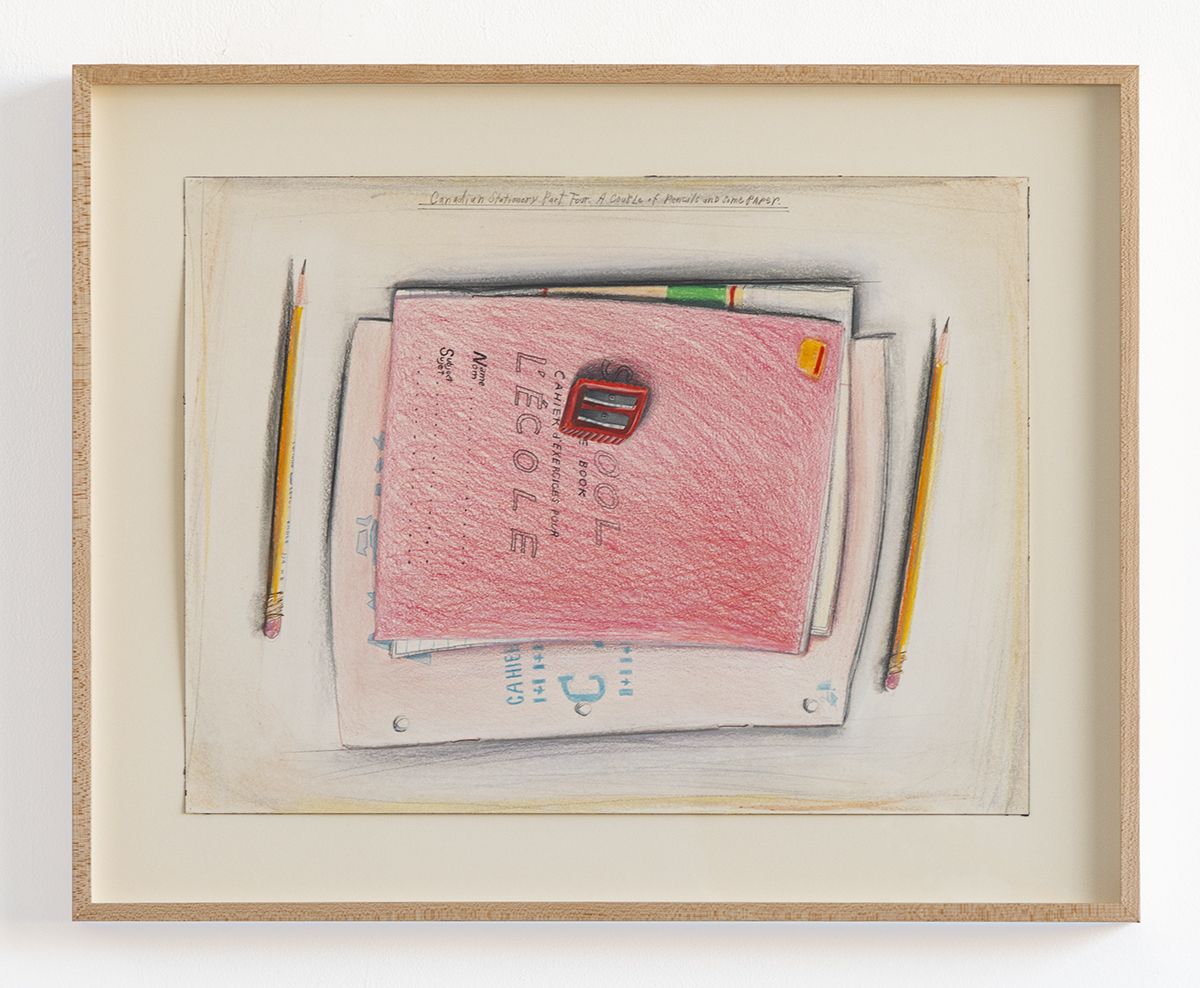 Candy Jernigan, Canadian Stationery Part 4: A Couple of Pencils and Some Paper, n.d., Colored pencil on paper, Image: 12 1/4 x 16 1/4 inches (31.1 x 41.3 cm), Frame: 16 3/8 x 20 1/2 x 1 1/2 inches (41.6 x 52.1 x 3.8 cm)