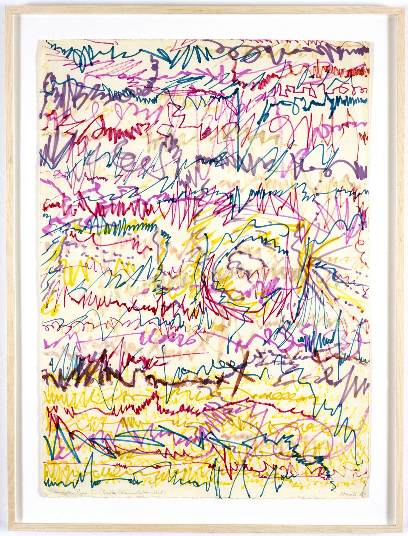Paul Sharits, Spasmatic Pain I (Boulder Community Hospital), 1981, marker on paper, 28 x 20 inches