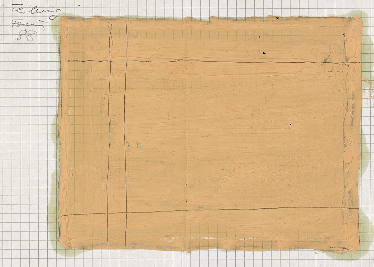 Günther Förg Teilung, 1988 Acrylic, ballpoint pen on checked paper Paper: 8 1/4 x 11 3/8 inches (21 x 29 cm) Frame: 13 x 16 1/4 inches (33 x 41.3 cm)