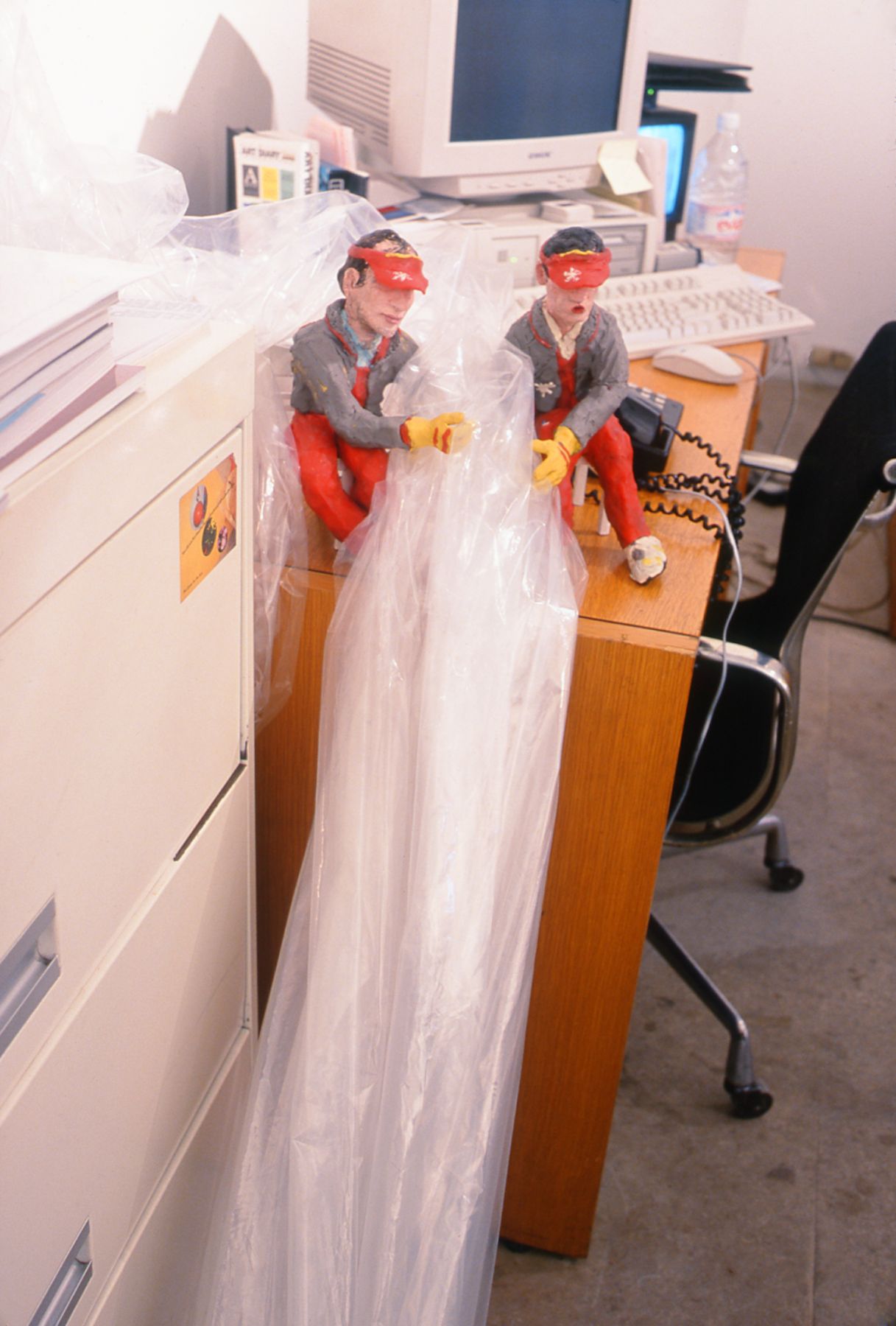 Dierk Schmidt & Andreas Siekmann, Reeducation 1, Reeducation 2, Reeducation For You, 1999, acrylic on plastic, photographs, plasticine figures, Dimensions variable