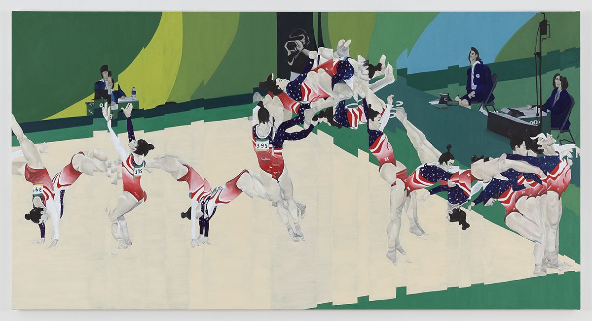 Jeanette Mundt , 2018 Oil and glitter on canvas 40 x 76 inches (101.6 x 193 cm)