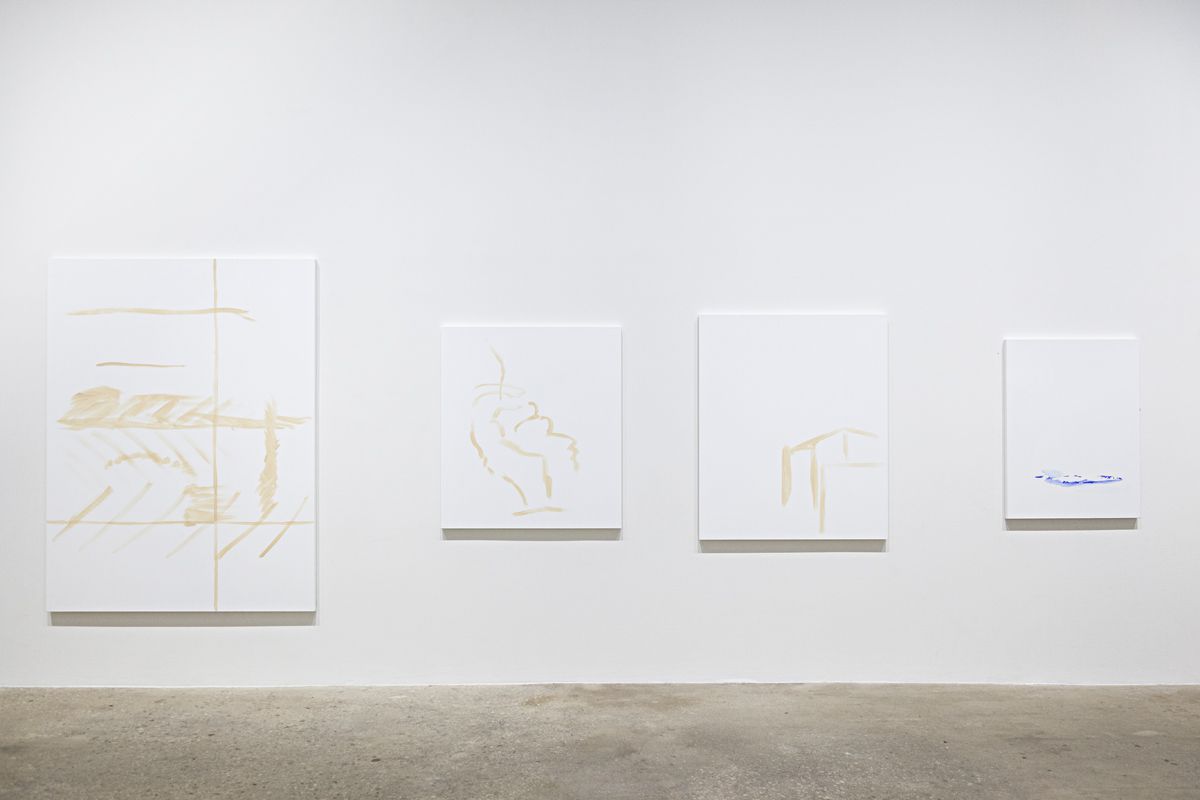Michael Krebber Herbes de Provence MK.6090, 2018 Acrylic on canvas Four Paintings: 78 x 59 inches (198.1 x 149.9 cm) 44 3/4 x 40 inches (113.7 x 101.6 cm) 50 x 42 inches (127 x 106.7 cm) 40 x 30 inches (101.6 x 76.2 cm)