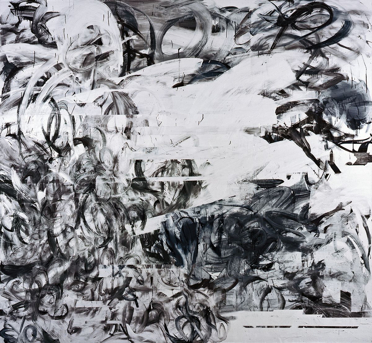 Jacqueline Humphries Cruiser's Creek, 2006 Oil on linen 80 x 86 inches (203.2 x 218.4 cm)