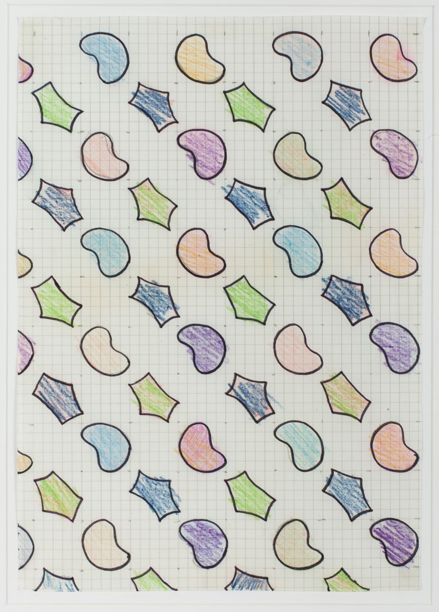 Konrad Lueg Untitled (Muster auf Kästchenpapier), Unknown Colored pencil, pencil and felt pen on graph paper Paper: 11 5/8 x 7 7/8 inches (29.5 x 20 cm) Frame: 17 3/4 x 14 3/8 inches (45.2 x 36.7 cm)